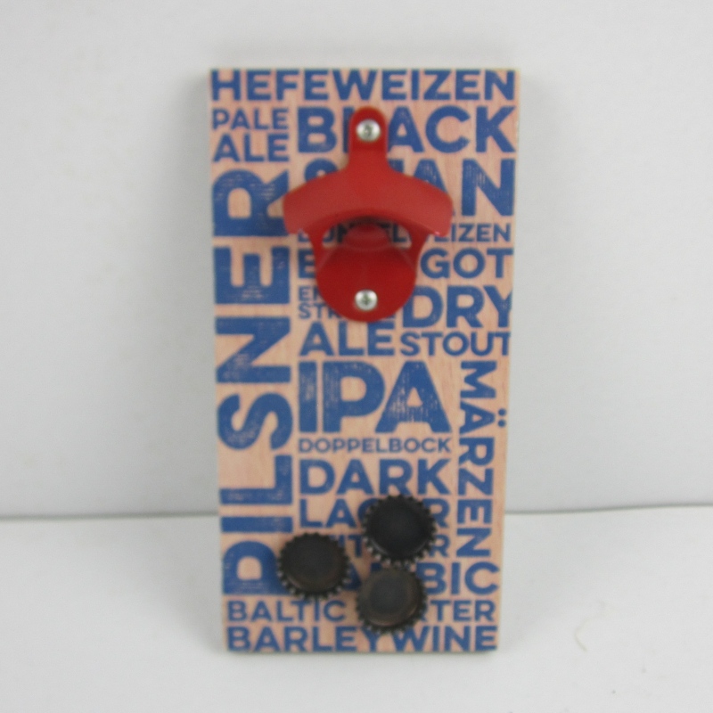 Zid Mounted Wood Plaque Bottle Opener cu capcane magnetice